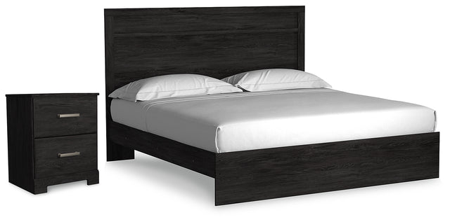 Belachime King Panel Bed and Nightstand (Bed Size: King)