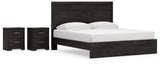 Belachime 4-Piece King Panel Bed with 2 Nightstands (King Panel Headboard/Footboard, King Panel Rails, Nightstand, Nightstand)