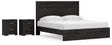 Belachime 4-Piece King Panel Bed with 2 Nightstands (King Panel Headboard/Footboard, King Panel Rails, Nightstand, Nightstand)