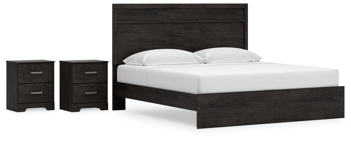 Belachime 4-Piece King Panel Bed with 2 Nightstands (King Panel Headboard/Footboard, King Panel Rails, Nightstand, Nightstand)