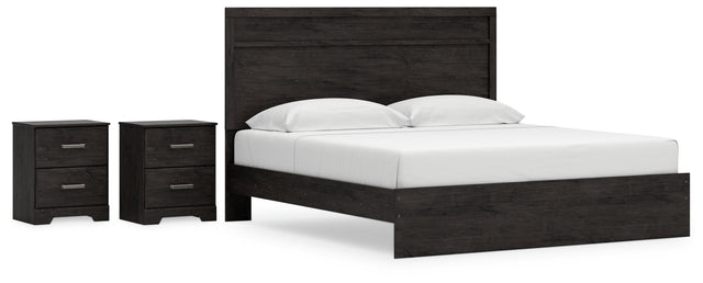 Belachime 4-Piece King Panel Bed with 2 Nightstands (King Panel Headboard/Footboard, King Panel Rails, Nightstand, Nightstand)