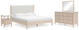Cadmori King Upholstered Panel Bed, Dresser, Mirror and Nightstand