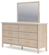 Cadmori Queen Upholstered Panel Bed, Dresser and Mirror (Bed Size: Queen)