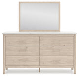 Cadmori Upholstered Panel Bed, Dresser and Mirror (Bed Size: Queen)