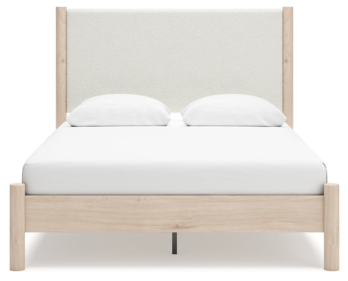 Cadmori Upholstered Panel Bed, Dresser and Mirror (Bed Size: Queen)