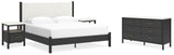 Cadmori 6-Piece King Upholstered Panel Bed with Dresser and 2 Nightstands (Platform King Roll Slats, King Panel Footboard with Rails, King Upholstered Panel Headboard, Dresser, Nightstand, Nightstand)