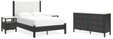 Cadmori 6-Piece Full Upholstered Panel Bed with Dresser and 2 Nightstands (Platform Full Roll Slats, Full Panel Footboard with Rails, Full Upholstered Panel Headboard, Dresser, Nightstand, Nightstand)