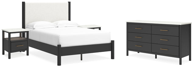 Cadmori 6-Piece Full Upholstered Panel Bed with Dresser and 2 Nightstands (Platform Full Roll Slats, Full Panel Footboard with Rails, Full Upholstered Panel Headboard, Dresser, Nightstand, Nightstand)