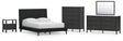 Cadmori 5-Piece Full Upholstered Bed with Mirrored Dresser, Chest and Nightstand (Full Upholstered Bed with Roll Slats, Dresser, Bedroom Mirror, Chest of Drawers, Nightstand)