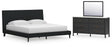 Cadmori 3-Piece King Upholstered Bed with Mirrored Dresser (King Upholstered Bed with Roll Slats, Dresser, Bedroom Mirror)