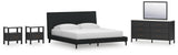 Cadmori 5-Piece King Upholstered Bed with Mirrored Dresser and 2 Nightstands (King Upholstered Bed with Roll Slats, Dresser, Bedroom Mirror, Nightstand, Nightstand)