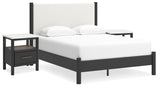 Cadmori 5-Piece Queen Upholstered Panel Bed with 2 Nightstands (Platform Queen Roll Slats, Queen Panel Footboard with Rails, Queen Upholstered Panel Headboard, Nightstand, Nightstand)