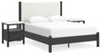 Cadmori 5-Piece Queen Upholstered Panel Bed with 2 Nightstands (Platform Queen Roll Slats, Queen Panel Footboard with Rails, Queen Upholstered Panel Headboard, Nightstand, Nightstand)