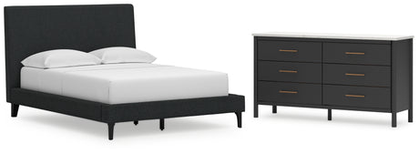 Cadmori 2-Piece Full Upholstered Bed with Dresser (Full Upholstered Bed with Roll Slats, Dresser)