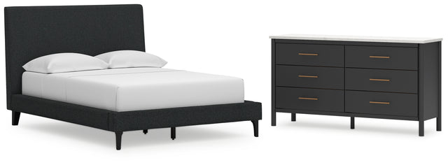 Cadmori 2-Piece Full Upholstered Bed with Dresser (Full Upholstered Bed with Roll Slats, Dresser)