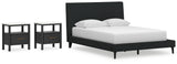 Cadmori 3-Piece Queen Upholstered Bed with 2 Nightstands (Queen Upholstered Bed with Roll Slats, Nightstand, Nightstand)