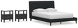 Cadmori 3-Piece Queen Upholstered Bed with 2 Nightstands (Queen Upholstered Bed with Roll Slats, Nightstand, Nightstand)
