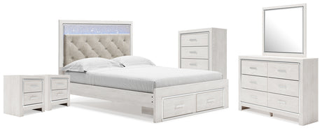 Altyra Queen Storage Bed, Dresser Mirror, Chest and 2 Nightstands