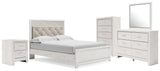 Altyra Queen Upholstered Panel Bed, Dresser, Mirror, Chest and Nightstand