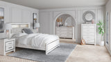 Altyra 3-Piece Queen Bookcase Headboard with Mirrored Dresser (Queen Upholstered Panel Bookcase Headboard, Dresser, Bedroom Mirror)