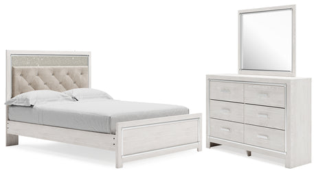 Altyra Upholstered Panel Bed, Dresser and Mirror (Bed Size: Queen)
