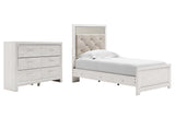 Altyra 4-Piece Twin Panel Bed with Dresser (Twin Panel Footboard, Twin Upholstered Panel Headboard, Twin Panel Rails, Dresser)