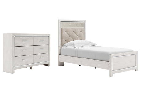 Altyra 4-Piece Twin Panel Bed with Dresser (Twin Panel Footboard, Twin Upholstered Panel Headboard, Twin Panel Rails, Dresser)