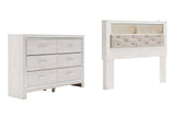 Altyra 2-Piece Queen Bookcase Headboard with Dresser (Queen Upholstered Panel Bookcase Headboard, Dresser)
