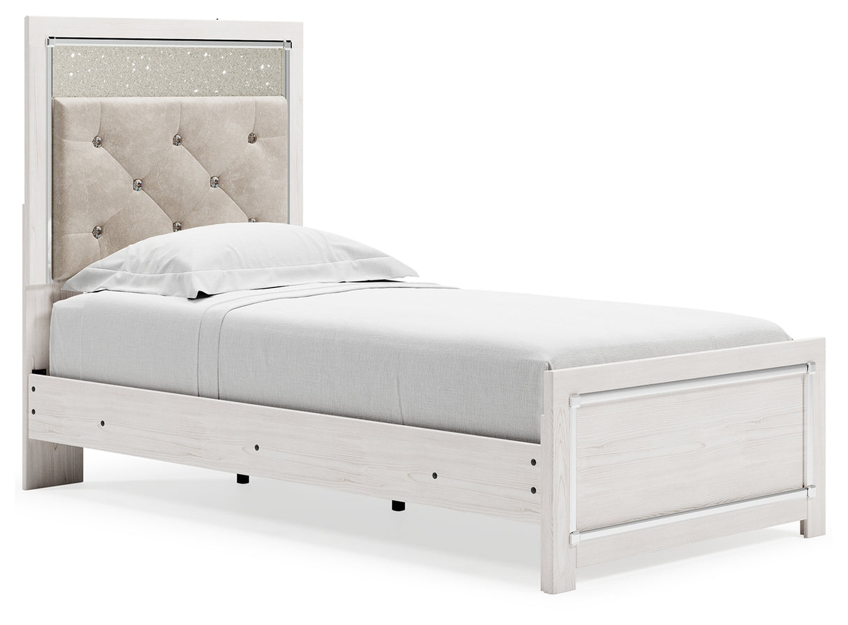 Altyra 4-Piece Twin Panel Bed with Dresser (Twin Panel Footboard, Twin Upholstered Panel Headboard, Twin Panel Rails, Dresser)
