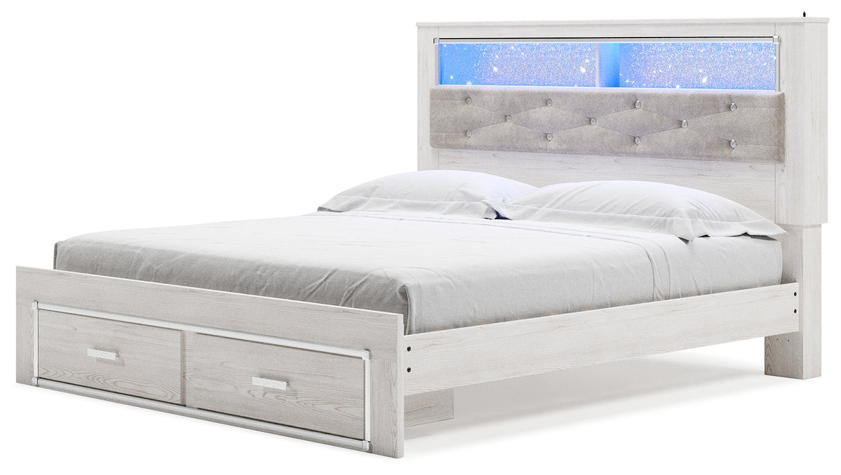 Altyra Queen Upholstered Bookcase Bed with Storage (Bed Size: King)
