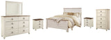 Willowton Queen Panel Bed, Dresser, Mirror, Chest and 2 Nightstands (Bed Size: Queen)
