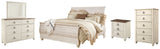 Willowton 7-Piece King Sleigh Bed with Mirrored Dresser, Chest and Nightstand (King Sleigh Footboard, King Sleigh Headboard, King Sleigh Rails, Dresser, Bedroom Mirror, Chest of Drawers, Nightstand)