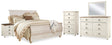 Willowton King Sleigh Bed, Dresser, Mirror, Chest and 2 Nightstands (Bed Size: King)