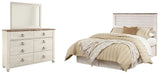 Willowton 3-Piece Queen/Full Panel Headboard with Mirrored Dresser (Queen Panel Headboard, Dresser, Bedroom Mirror)