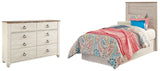 Willowton 2-Piece Twin Panel Headboard with Dresser (Twin Panel Headboard, Dresser)
