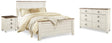 Willowton 5-Piece Queen Panel Bed with Dresser and Nightstand (Queen Panel Footboard, Queen Panel Headboard, Queen Panel Rails, Dresser, Nightstand)