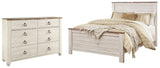 Willowton 4-Piece Queen Panel Bed with Dresser (Queen Panel Footboard, Queen Panel Headboard, Queen Panel Rails, Dresser)