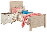 Willowton 4-Piece Twin Panel Bed with Nightstand (Nightstand, Twin Panel Footboard, Twin Panel Headboard, Twin Panel Rails)