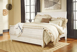 Willowton King Sleigh Bed, Dresser, Mirror and 2 Nightstands (Bed Size: King)