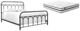 Nashburg 2-Piece Queen Metal Bed with Mattress (Queen Metal Bed, Chime 10 Inch Hybrid Queen Mattress in a Box)