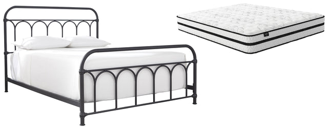 Nashburg 2-Piece Queen Metal Bed with Mattress (Queen Metal Bed, Chime 10 Inch Hybrid Queen Mattress in a Box)