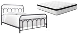 Nashburg 2-Piece Queen Metal Bed with Mattress (Queen Metal Bed, Chime 12 Inch Hybrid Queen Mattress in a Box)