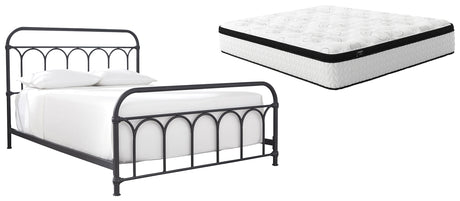 Nashburg 2-Piece Queen Metal Bed with Mattress (Queen Metal Bed, Chime 12 Inch Hybrid Queen Mattress in a Box)