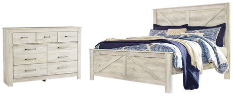 Bellaby 4-Piece King Crossbuck Panel Bed with Dresser (King Crossbuck Panel Footboard, King Crossbuck Panel Headboard, King Crossbuck Rails, Dresser)