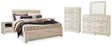 Bellaby King Panel Bed, Dresser, Mirror, Chest and 2 Nightstands (Bed Size: King)