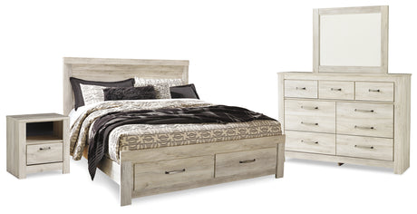 Bellaby King Panel Storage Bed, Dresser, Mirror and Nightstand (Bed Size: King)