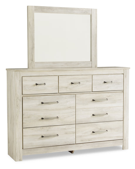 Bellaby 4-Piece Queen Panel Headboard with Mirrored Dresser and Chest (Queen Panel Headboard, Chest of Drawers, Dresser, Bedroom Mirror)