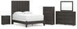 Fraluna 7-Piece Queen Panel Bed with Mirrored Dresser, Chest and Nightstand (Queen Panel Footboard with Rails, Queen Headboard Panel, Queen/King Headboard Posts, Dresser, Bedroom Mirror, Chest of Drawers, Nightstand)
