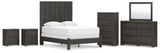 Fraluna 8-Piece Queen Panel Bed with Mirrored Dresser, Chest and 2 Nightstands (Queen Panel Footboard with Rails, Queen Headboard Panel, Queen/King Headboard Posts, Dresser, Bedroom Mirror, Chest of Drawers, Nightstand, Nightstand)