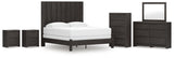 Fraluna 8-Piece King Panel Bed with Mirrored Dresser, Chest and 2 Nightstands (King Panel Footboard with Rails, King Headboard Panel, Queen/King Headboard Posts, Dresser, Bedroom Mirror, Chest of Drawers, Nightstand, Nightstand)